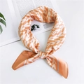 Elegant silk scarf in orange and white with geometric diamond patterns and letters - Orange Geometric