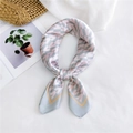 Pink and grey geometric print silk scarf with gold border for women's accessory - Grey Pink Geometric