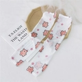 White ice silk sun protection sleeves with cute pink cartoon bear and floral patterns - Mesh Pink Bear