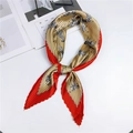 Geplooide diamanten sjaal in champagne en rood met modieuze zebra-print - Zebra Khaki Rode Rand