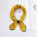 Yellow silk neckerchief with black 3D cube patterns and leather buckle detail - Heart Geometric Yellow