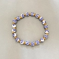 Bracciale in porcellana bianca e blu con inserti in acciaio placcato oro 18k - Piccolo