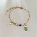 Bracciale dorato in acciaio inossidabile con perle d'opale e ciondolo a stella - Celeste