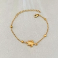 Bracciale tartaruga in acciaio inossidabile dorato con perline metalliche e chiusura a moschettone - Stile Tartaruga