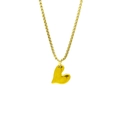 French vintage gold heart pendant necklace with polished finish on a box chain - Heart Style
