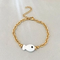 18k gold-plated stainless steel bracelet with a white ceramic fish charm and lobster clasp - Sky Blue