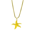 French vintage golden starfish pendant with textured finish on a box chain necklace - Starfish Style