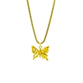 Golden butterfly pendant necklace with elegant hollow design and classic box chain - Butterfly Style