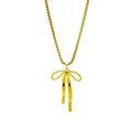 French vintage gold bow necklace with ribbon tassels and polished square chain - Bowknot Style