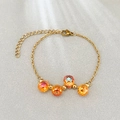 18k gold-plated stainless steel bracelet featuring amber orange crystal waterdrop beads - Gold Rose Red