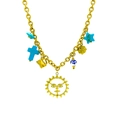 18k gold plated stainless steel necklace with sun, cross and celestial multi-charms - Multi-Pendant Combo (Inc. Sun Face/Cross/Star/Mini Pot) / Sun Style