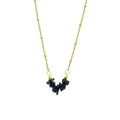 Collier en acier inoxydable doré avec de petites perles et des éclats de pierre noire - Obsidienne