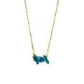 Collier en acier inoxydable plaqué or 18 carats avec pendentif en pierre bleue - Apatite