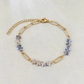 Pulsera bohemia de acero inoxidable dorado con cuentas de piedra natural de estrella - Estilo de Empalme de Estrella de Punto Azul (04-Blue Point Star 16+5cm)