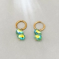 18k gold plated hoop earrings featuring sparkling emerald green crystal waterdrop beads - Green AB Color