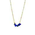 Collier en acier inoxydable plaqué or 18 carats avec cinq pierres naturelles bleues - Lapis-lazuli