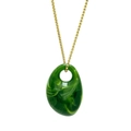 Elegant gold chain necklace featuring a translucent green resin geometric pendant - Dark Green