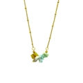 Collana in acciaio inossidabile placcata oro 18 carati con pietre naturali verdi e marroni - Amazonite
