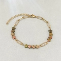 Pulsera de acero inoxidable chapada en oro de 18k con cuentas de piedra natural - Estilo de Empalme de Estrella de Unakita (04-Unakite Star 16+5cm)