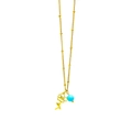 Golden December flower necklace with light blue birthstone pendant on white background - Flower 4