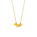 Golden necklace with amber crystal teardrop beads and iridescent faceted charms - Gold Rose Red