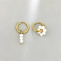 Gold plated stainless steel hoop earrings with asymmetric freshwater pearls design - Asymmetric Style (Style 1)