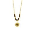 Collana con ciondolo sole in acciaio dorato e pietra occhio di tigre stile boho - Marrone (Occhio di tigre)