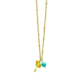 Minimalist gold December birthstone necklace with turquoise bead and flower charm - Sunflower (Flower 9)