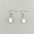 Gold plated stainless steel hook earrings with white skull-shaped baroque pearls - Hook Single Pearl Style (Style 2)