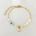 Bracciale in acciaio inossidabile dorato con perline macaron e ciondolo a stella - Colorato