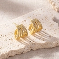 Elegant gold C-shaped earrings with micro-pave crystals and delicate star details - Gold (A)