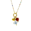 18k gold-plated stainless steel necklace with colorful beads and charms charms - Smile Heart Shell Style