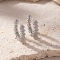 Silver geometric Z-shaped hoop earrings featuring shimmering cubic zirconia pavé - Geometric Triangle Pave