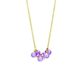 Elegant gold necklace with clustered purple crystal water drop beads and fine chain - Purple