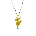 18k gold plated stainless steel necklace with seashell and starfish charms for women - Scallop Round Starfish Style