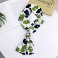 Narrow silk twilly scarf with green and blue ginkgo leaf pattern on white silk fabric - 19 Gingko Leaf Green