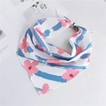 Foulard a triangolo con fiori di ciliegio e strisce blu su tessuto di chiffon bianco - Floreale Grande Blu Rosa