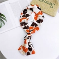 Narrow silk scarf with orange ginkgo leaf pattern on cream background - 18 Gingko Leaf Orange