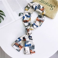 Narrow twilly silk scarf in cream featuring cartoon cat prints and colorful patterns - 3 Window Cat Cream