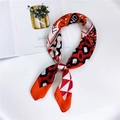 Silk square scarf featuring colorful geometric patterns and trend letter prints - 70x70cm / Maple Leaf Orange Red Edge