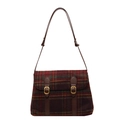 Retro crossbodytas met rood-groen ruitjespatroon en bruine leren riemen voor dames - Rode Ruit