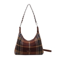 Borsa hobo vintage a quadri con tracolla mista in pelle e catena d'argento - Marrone