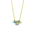 Golden necklace featuring aurora faceted crystal beads and delicate stainless steel chain - Rainbow Brown Green