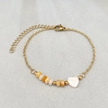 18k gold plated stainless steel chain bracelet with colorful natural stones and heart pendant - Yellow Topaz/Jade Abacus Bead