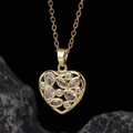 Vergoldete Herz-Anhänger Halskette mit funkelnden Zirkonia Steinen für Damen Detailansicht - Stil 2