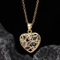 Vergoldete bunte Zirkonia Herz Anhänger Halskette für Damen elegante Schlüsselbeinkette - Stil 6