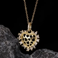Vergoldete hohle Herz Anhänger Halskette mit glitzernden Zirkoniasteinen für elegante Frauen Stil - Stil 7