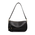 Elegante bolso de silla negro con textura de cuero mate y detalle de borla dorada - Negro