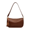 Bolso de hombro marrón caramelo en cuero suave con borla y detalle de logo - Marrón