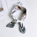 Foulard in seta con trama astratta a inchiostro grigio e marrone su sfondo minimal - 10 Gatto Bianco e Finestra Bordo Grigio
